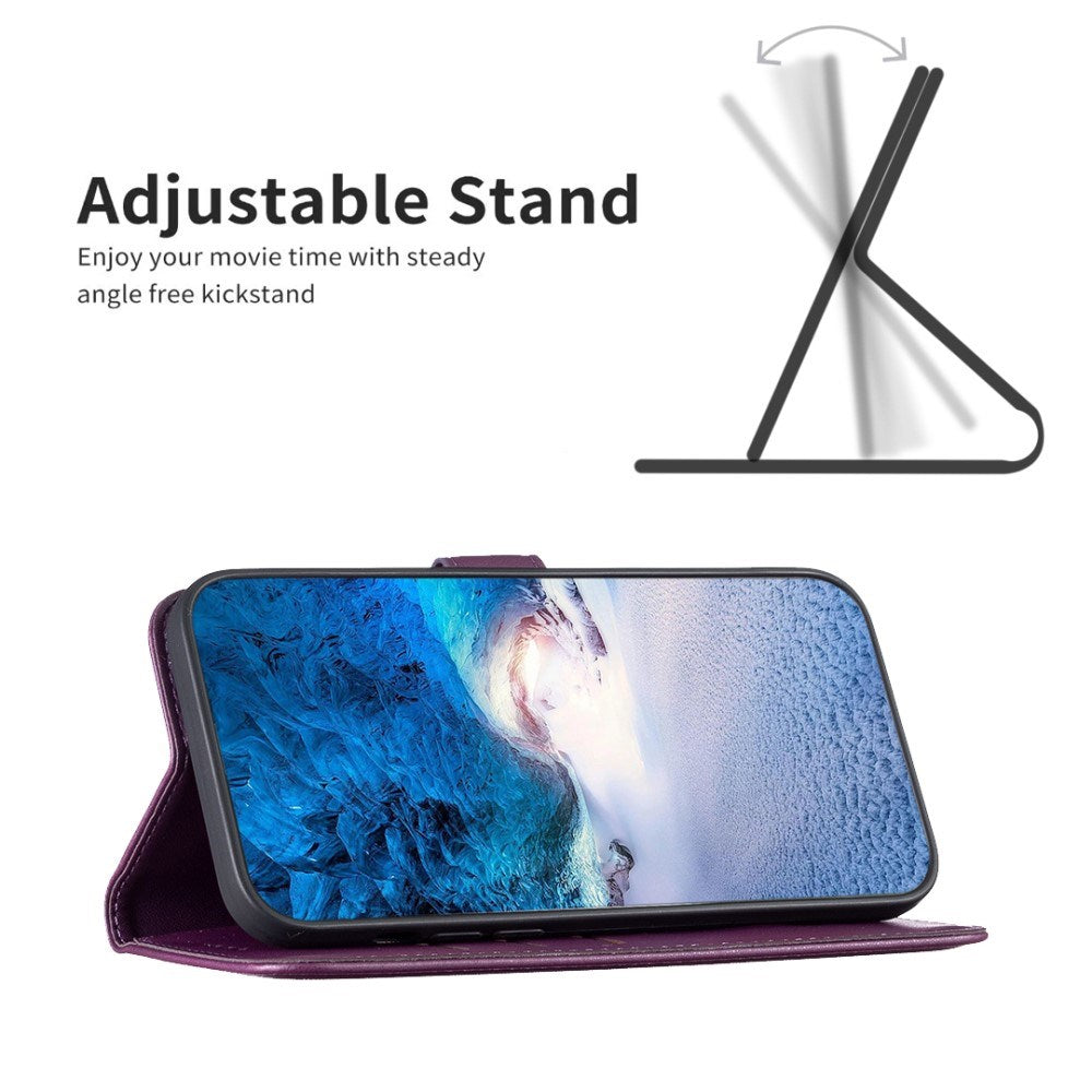 Realme Note 60 / 60x (4G) / C63 (4G) / C61 (4G) Kunstlæder Mobil Cover m. Ståfunktion & Kortholder - Lilla