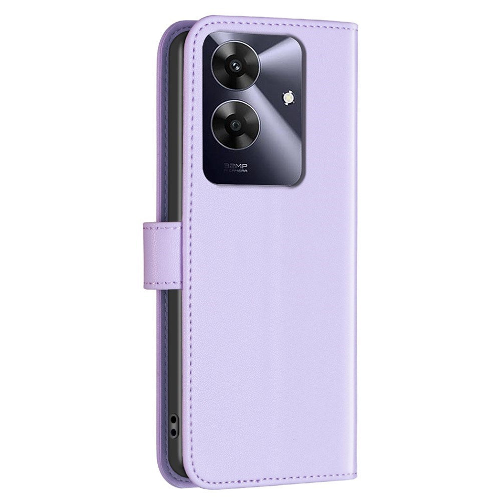 Realme Note 60 / 60x (4G) / C63 (4G) / C61 (4G) Kunstlæder Mobil Cover m. Ståfunktion & Kortholder - Lavendel