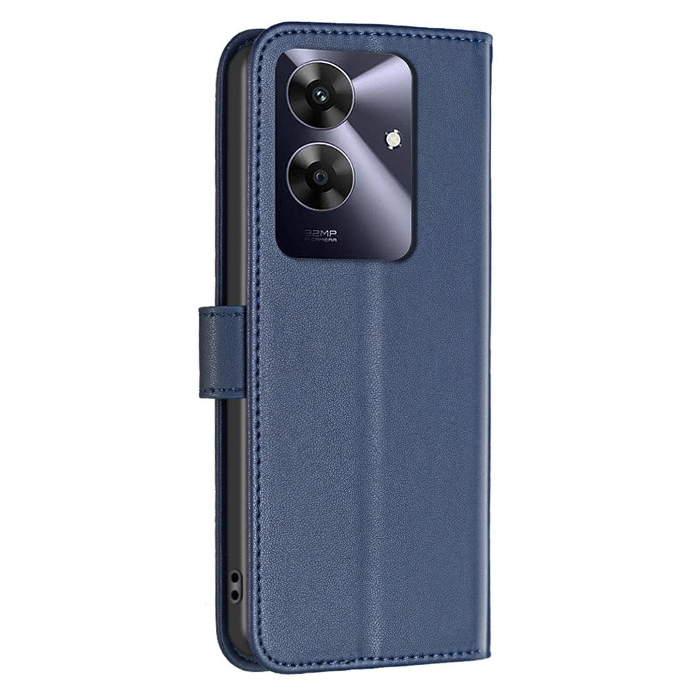 Realme Note 60 / 60x (4G) / C63 (4G) / C61 (4G) Kunstlæder Mobil Cover m. Ståfunktion & Kortholder - Blå