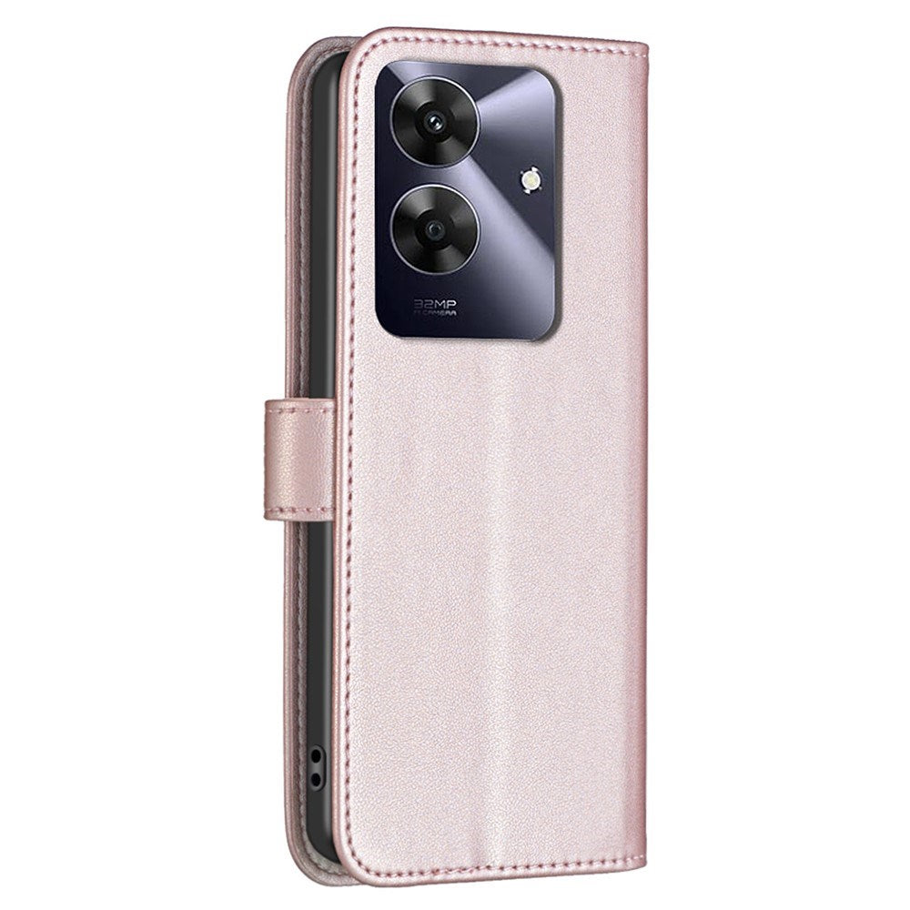 Realme Note 60 / 60x (4G) / C63 (4G) / C61 (4G) Kunstlæder Mobil Cover m. Ståfunktion & Kortholder - Rose Gold