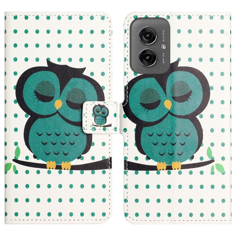 EIDERWOOD Motorola Moto G55 Flip Cover - Kortholder og Ståfunktion - Sovende Ugle