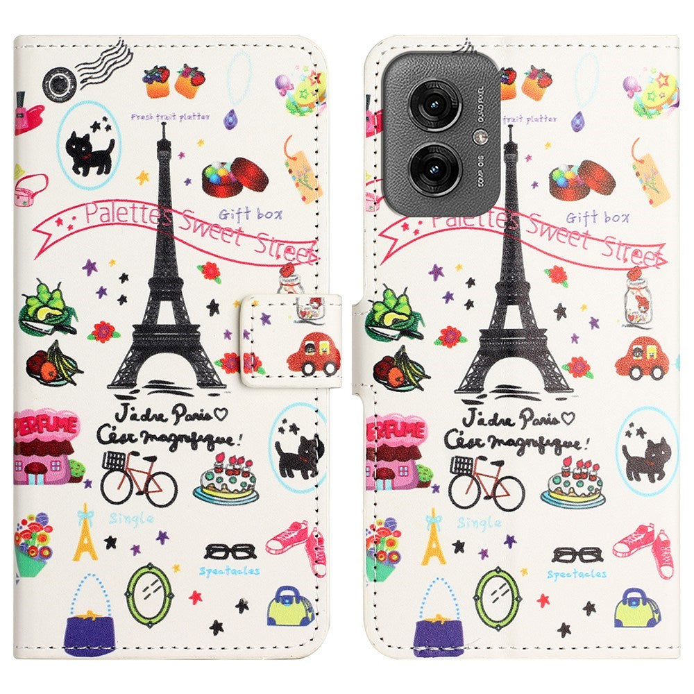 EIDERWOOD Motorola Moto G55 Flip Cover - Kortholder og Ståfunktion - Eiffeltårnet