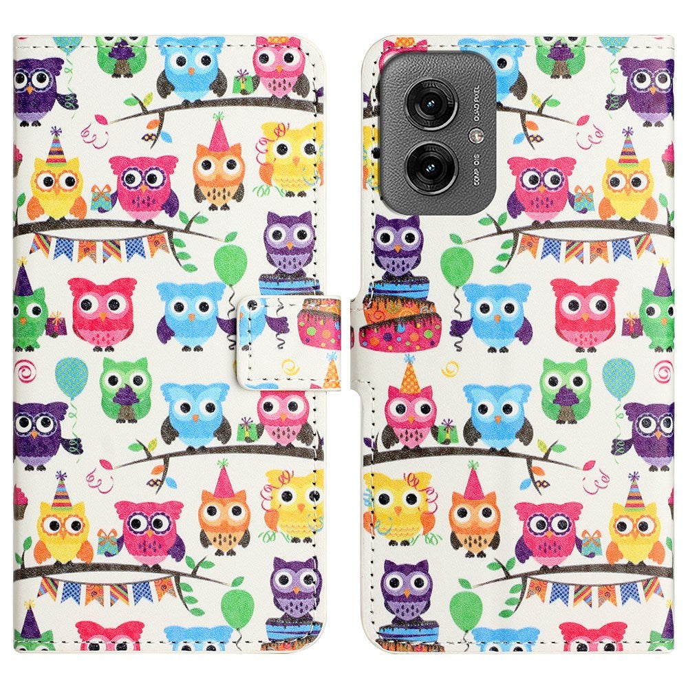 EIDERWOOD Motorola Moto G55 Flip Cover - Kortholder og Ståfunktion - Ugler