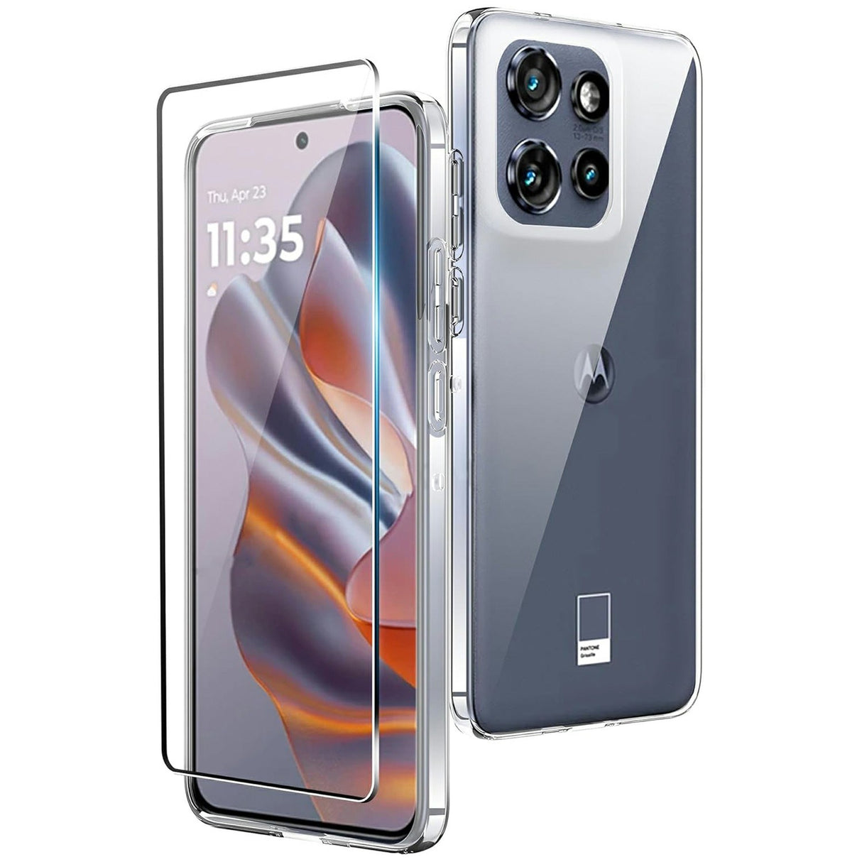 Motorola Edge 50 Neo 5G 2-i-1 Fleksibelt Plast Cover & Hærdet Glas Skærmbeskyttelse - Gennemsigtig