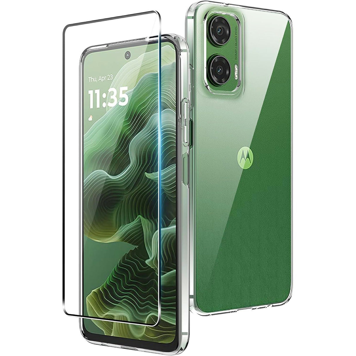 Klar Blød Plast Cover og 2.5D Arc Edge Skærmbeskyttelse til Motorola Moto G35 5G