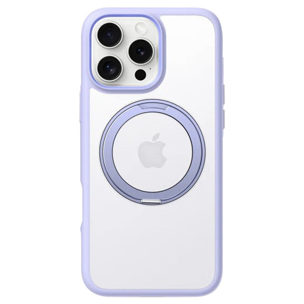 TORRAS - iPhone 16 Pro - Hybrid Plastik Cover m. Roterbar Kickstand Ring - MagSafe Kompatibel - Gennemsigtig / Lilla