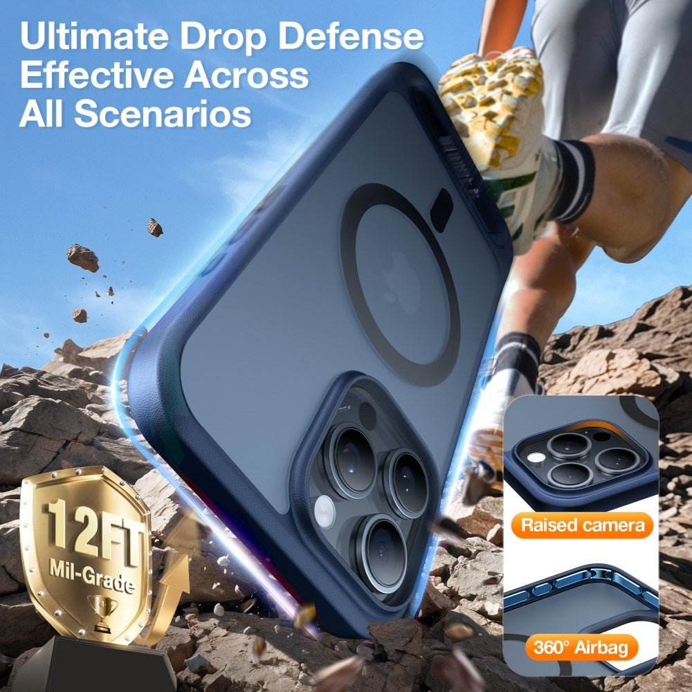 TORRAS - iPhone 16 Pro - Hybrid Cover m. Ståfunktion - MagSafe Kompatibel - Blå