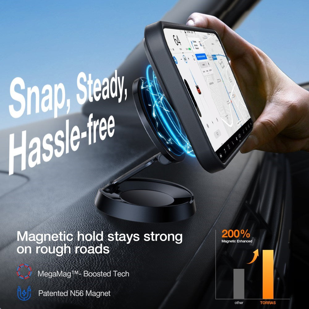 TORRAS - iPhone 16 - Hybrid Cover m. Ståfunktion - MagSafe Kompatibel - Sort