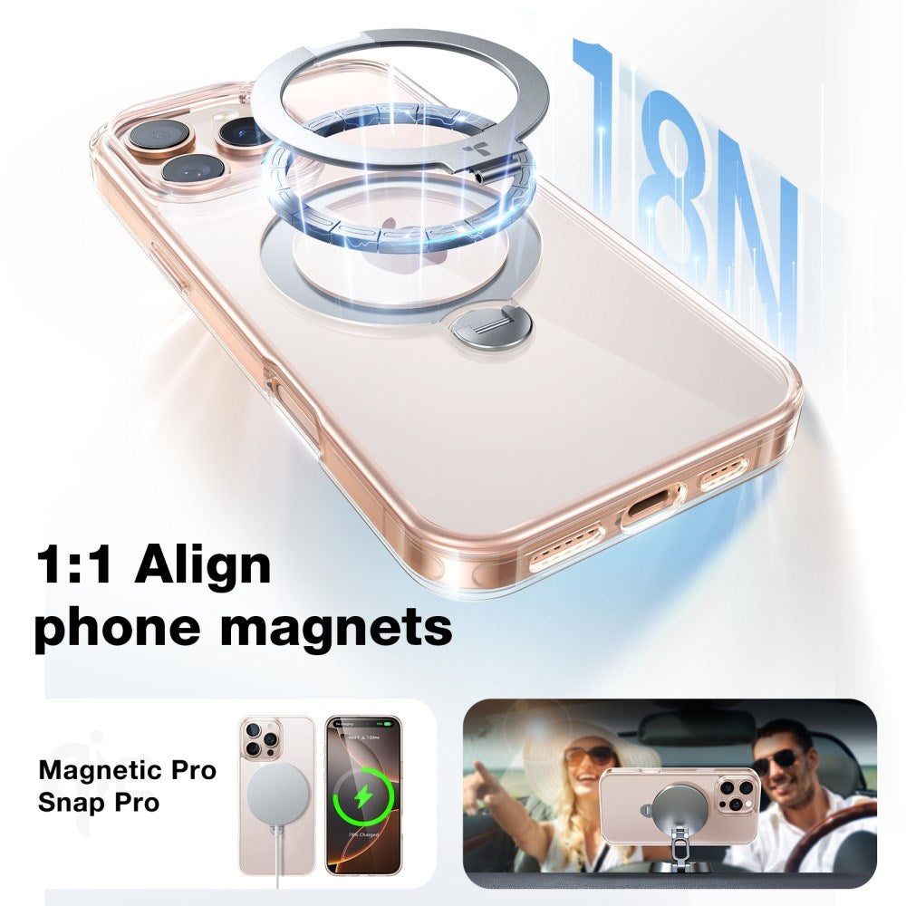 TORRAS - iPhone 16 Pro - Hybrid Plastik Cover m. Ståfunktion - MagSafe Kompatibel - Gennemsigtig