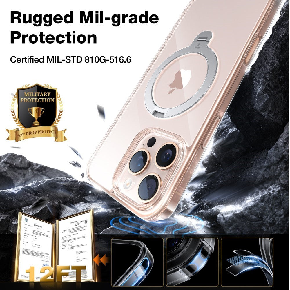 TORRAS - iPhone 16 Pro - Hybrid Plastik Cover m. Ståfunktion - MagSafe Kompatibel - Gennemsigtig