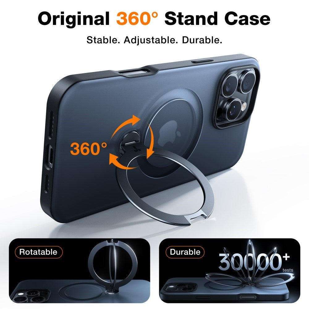 TORRAS - iPhone 16 Pro - Hybrid Plastik Cover m. Ståfunktion - MagSafe Kompatibel - Sort