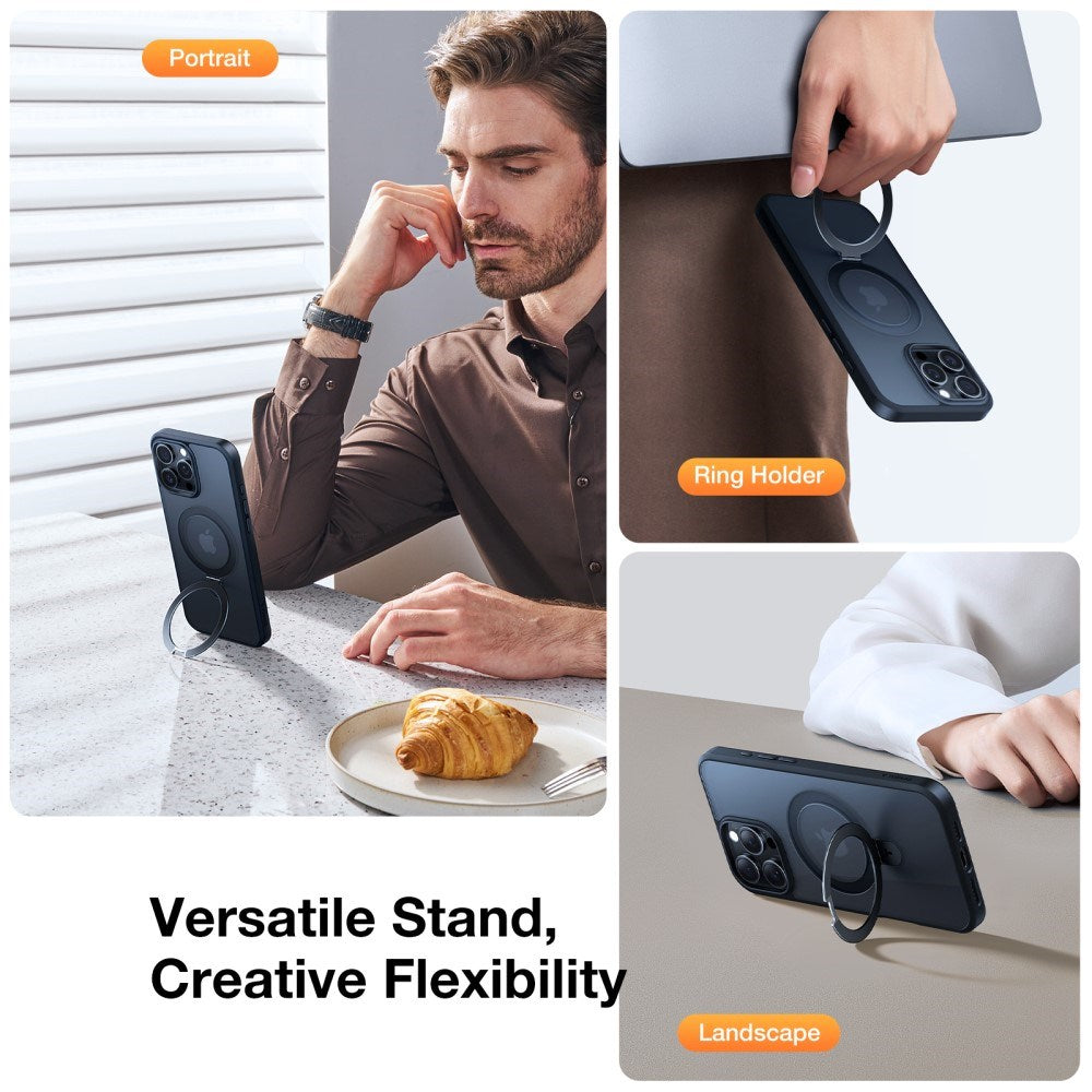 TORRAS - iPhone 16 Pro Max - Guardian Ostand Series Cover m. Kickstand - MagSafe Kompatibel - Sort