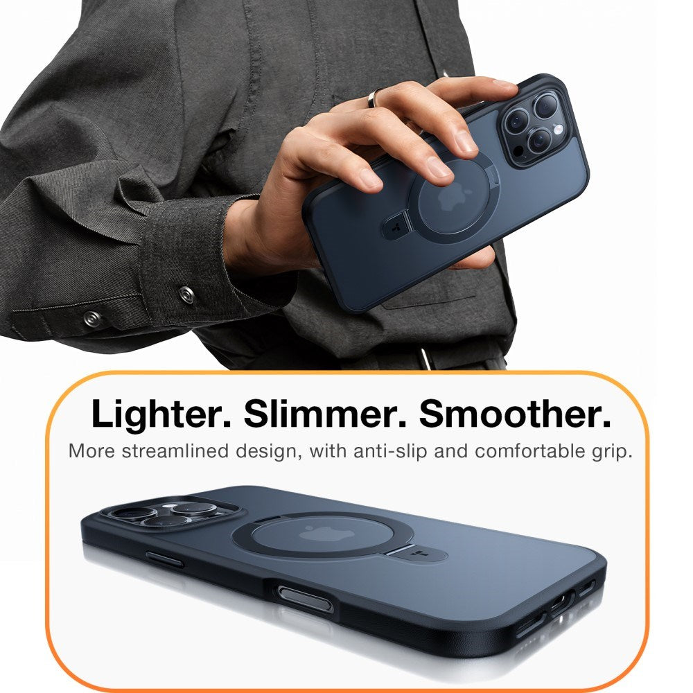 TORRAS - iPhone 16 Pro Max - Guardian Ostand Series Cover m. Kickstand - MagSafe Kompatibel - Sort