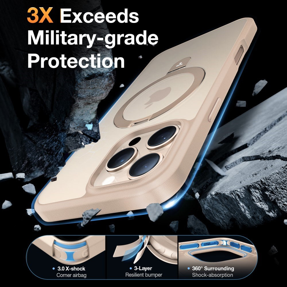 TORRAS - iPhone 16 Pro Max - Guardian Ostand Series Cover m. Kickstand - MagSafe Kompatibel - Rose Gold