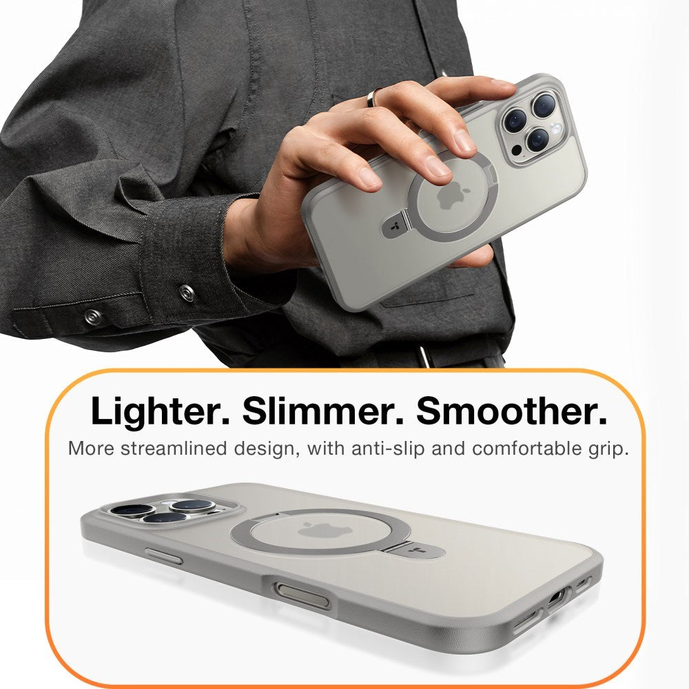 TORRAS - iPhone 16 Pro - Guardian Ostand Series Cover m. Kickstand - MagSafe Kompatibel - Grå