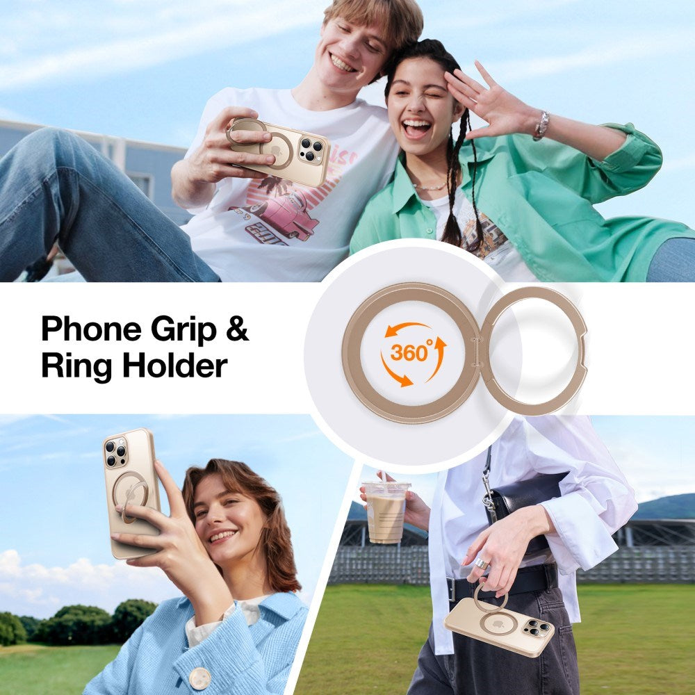 TORRAS - iPhone 16 Pro - Plastik Cover m. Kickstand Ring - MagSafe Kompatibel - Rose Gold