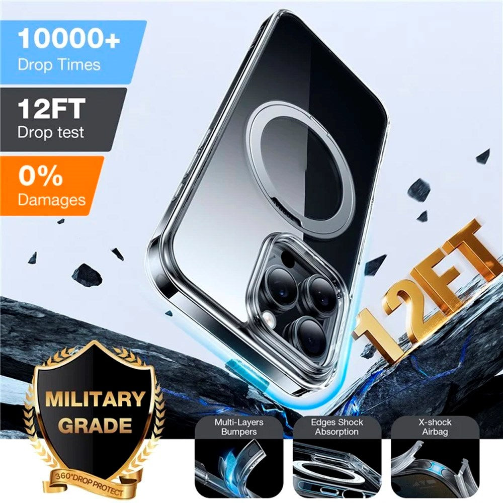 TORRAS - iPhone 16 Pro - Plastik Cover m. Kickstand Ring - MagSafe Kompatibel - Gennemsigtig