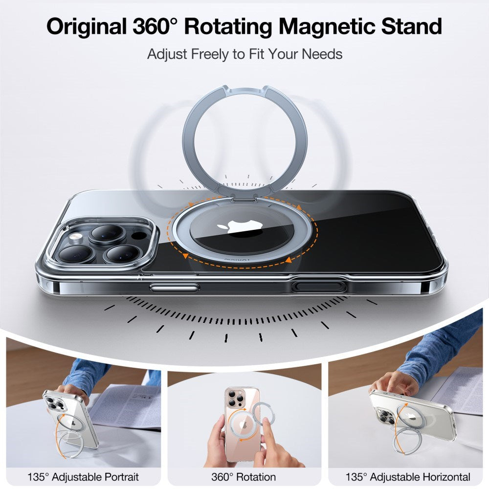 TORRAS - iPhone 16 Pro - Plastik Cover m. Kickstand Ring - MagSafe Kompatibel - Gennemsigtig