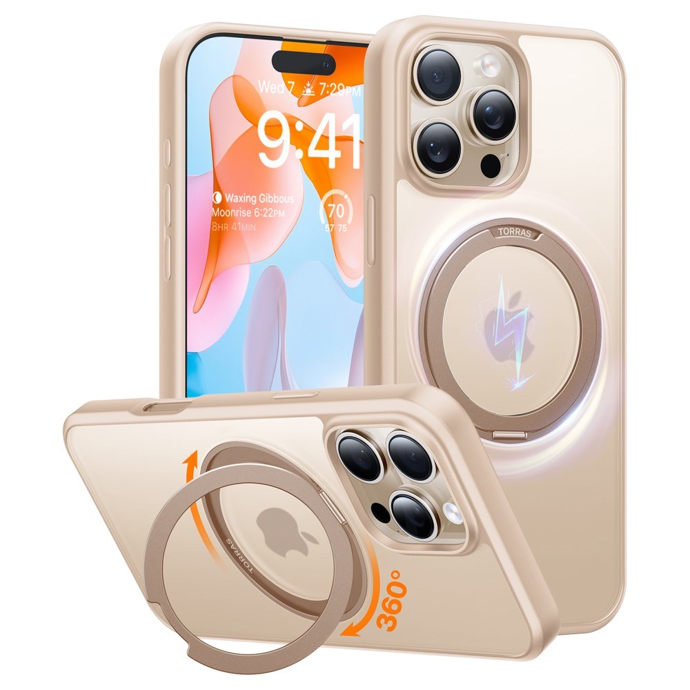 TORRAS - iPhone 16 Pro Max - Plastik Cover m. Kickstand Ring - MagSafe Kompatibel - Rose Gold