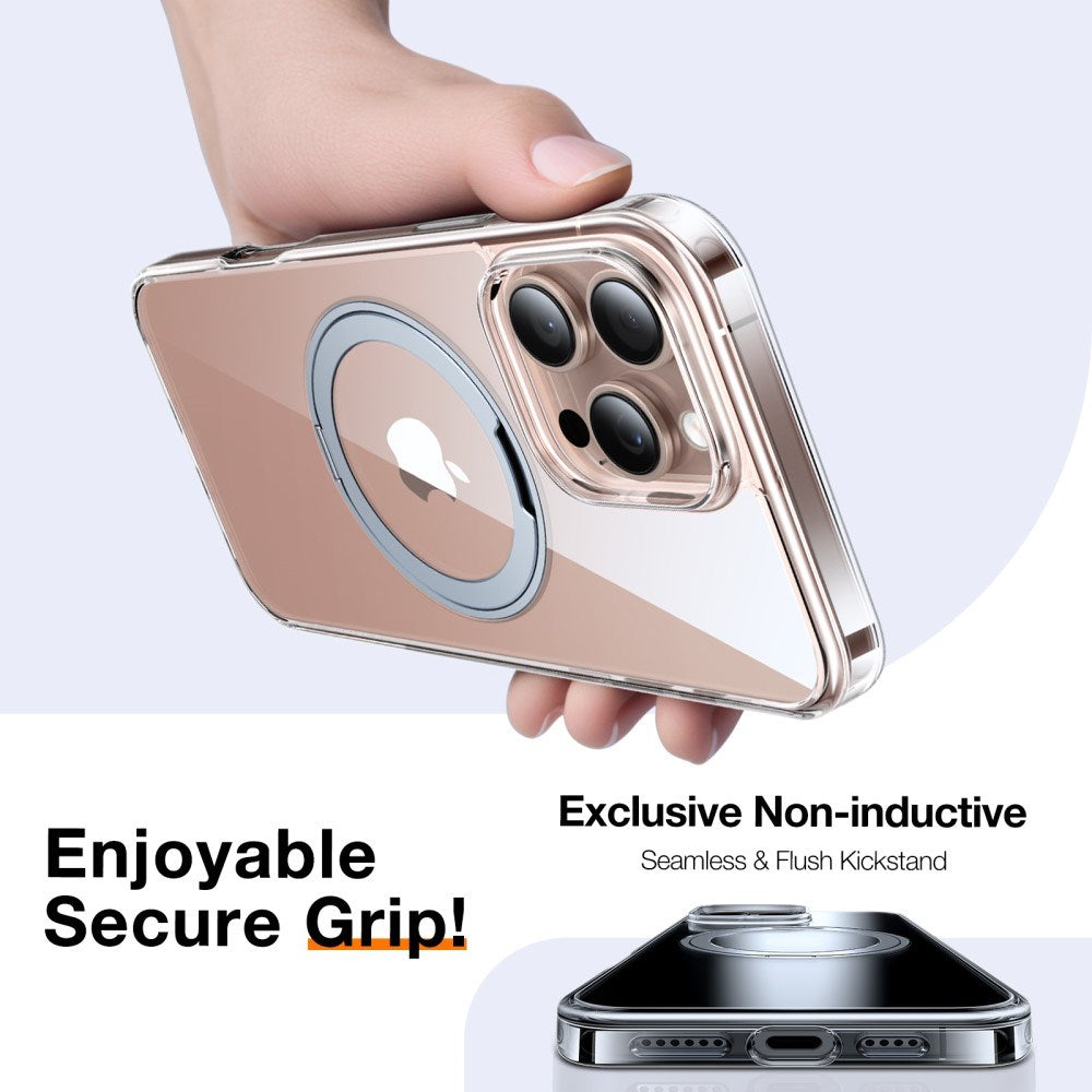 TORRAS - iPhone 16 Pro Max - Plastik Cover m. Kickstand Ring - MagSafe Kompatibel - Gennemsigtig