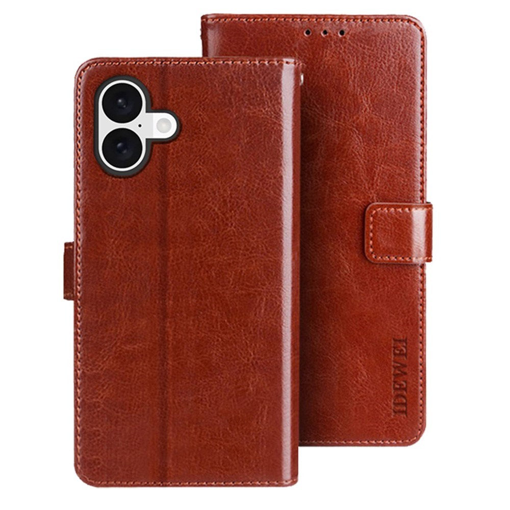 EIDERWOOD iPhone 16 Plus Kunstlæder Flip Case m. Indbygget Pung & Ståfunktion - Brun