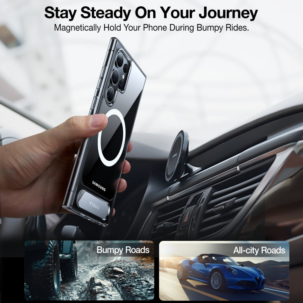 TORRAS - Samsung Galaxy S24 Ultra - Hybrid Cover m. Kickstand - MagSafe Kompatibel - Gennemsigtig