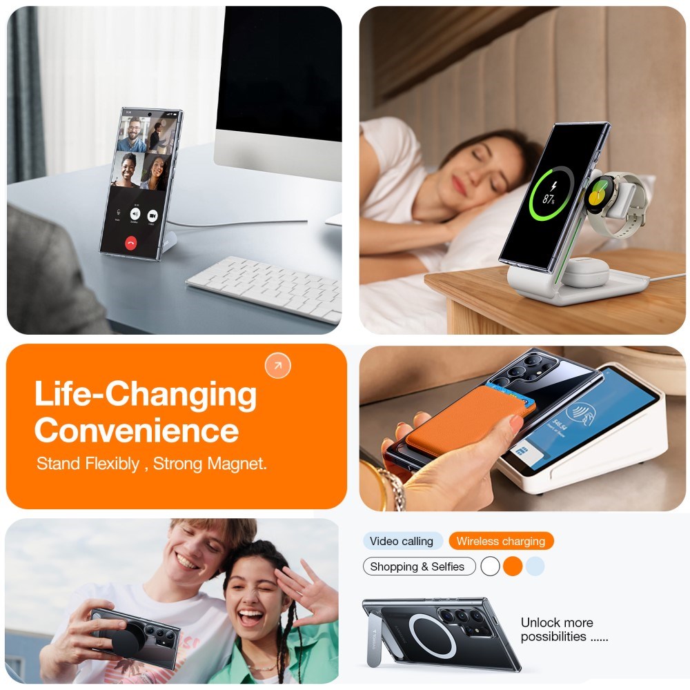 TORRAS - Samsung Galaxy S24 Ultra - Hybrid Cover m. Kickstand - MagSafe Kompatibel - Gennemsigtig