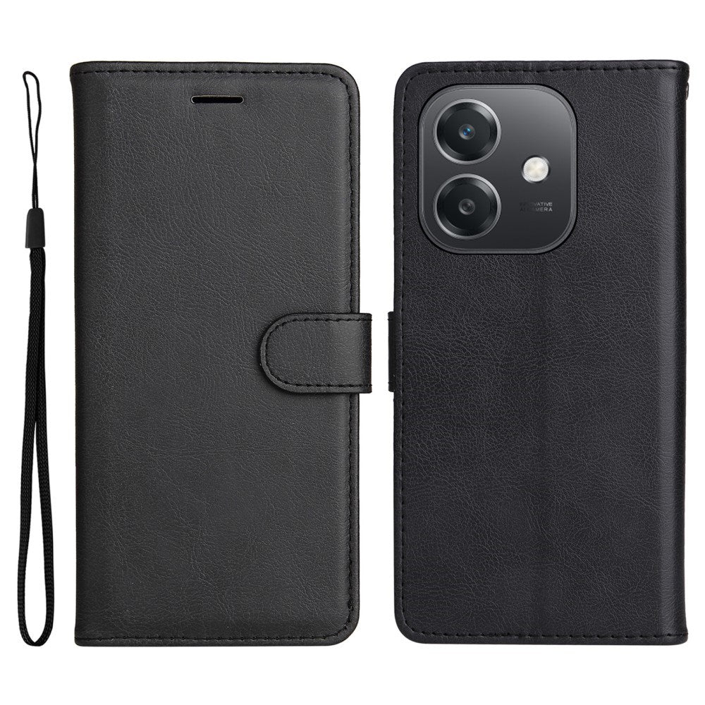EIDERWOOD - OPPO A60 / A40m / A40 Kunstlæder Flip Cover m. Strop - Sort