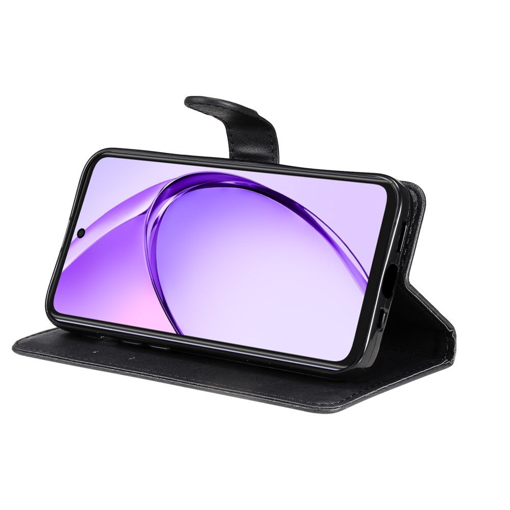 EIDERWOOD - OPPO A60 / A40m / A40 Kunstlæder Flip Cover m. Strop - Sort