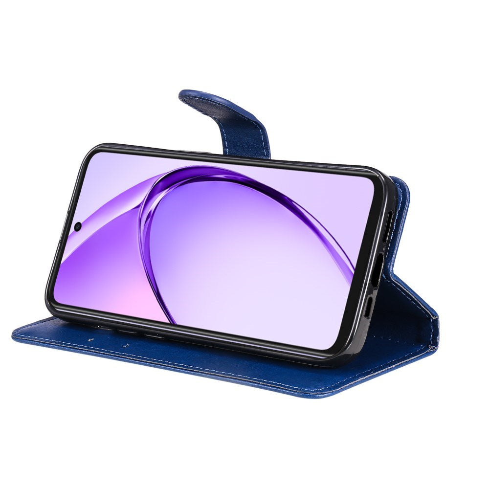 EIDERWOOD - Oppo A60 / A40m / A40 Kunstlæder Flip Cover m. Strop - Blå