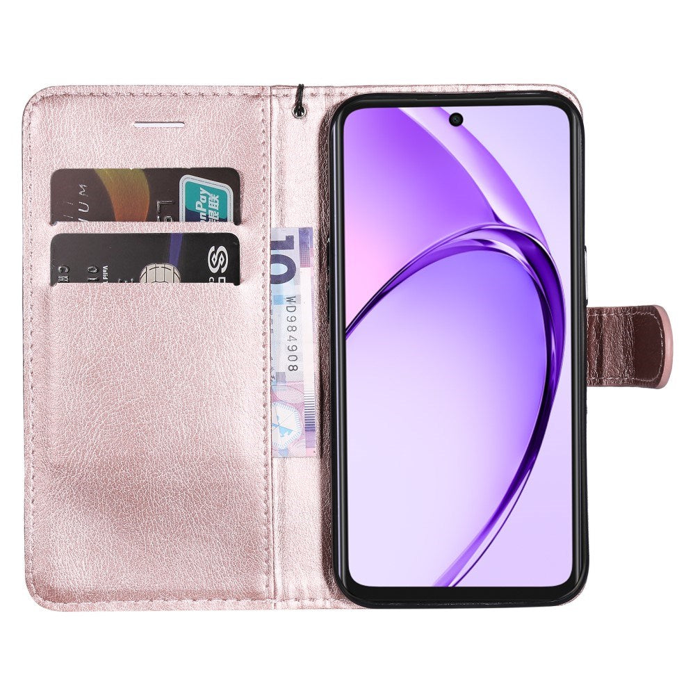 EIDERWOOD - Oppo A60 / A40m / A40 Kunstlæder Flip Cover m. Strop - Rose Gold