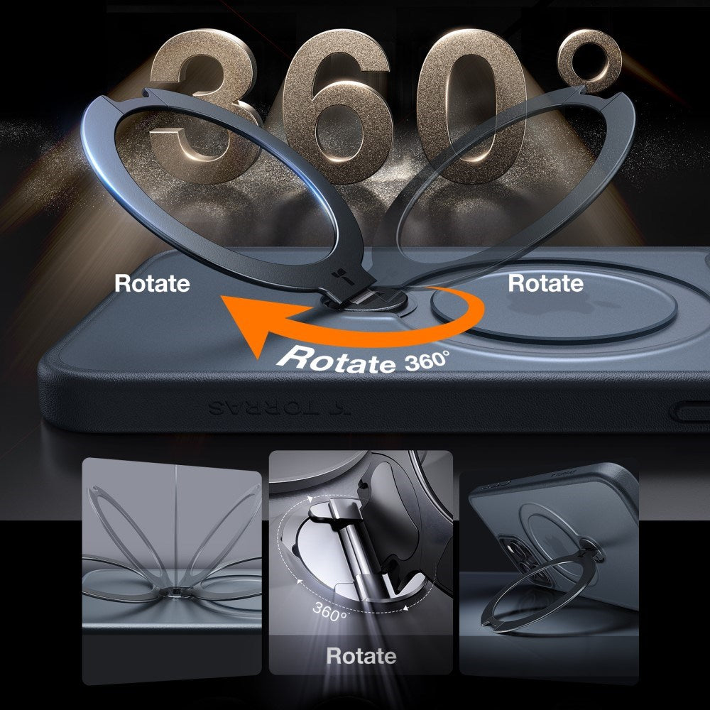 TORRAS - iPhone 15 Pro - Hybrid Plastik Cover m. Ståfunktion - MagSafe Kompatibel - Sort