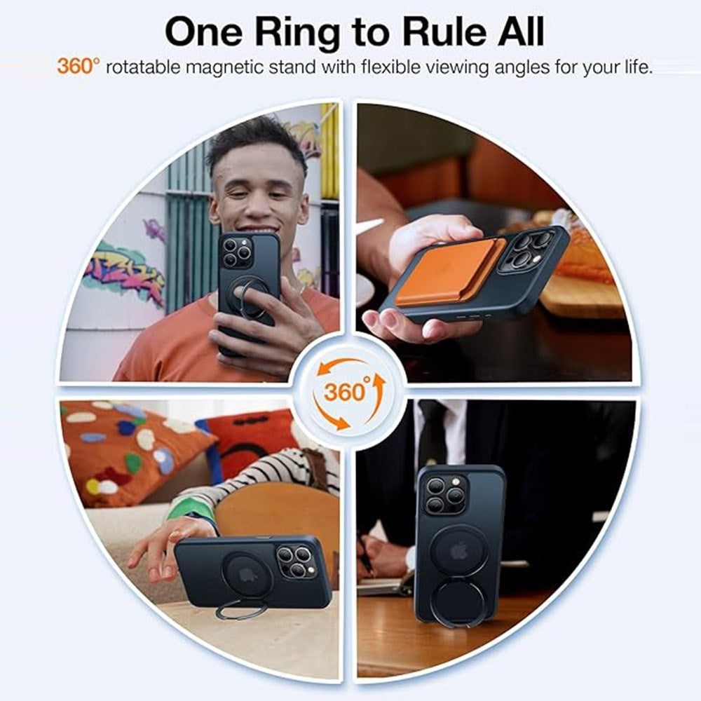 TORRAS - iPhone 15 Pro - Hybrid Plastik Cover m. Kickstand - MagSafe Kompatibel - Sort