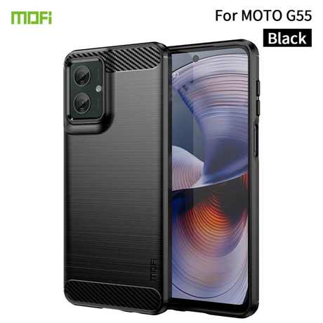 Motorola Moto G55 5G - MOFI Carbon Fiber Cover - Sort