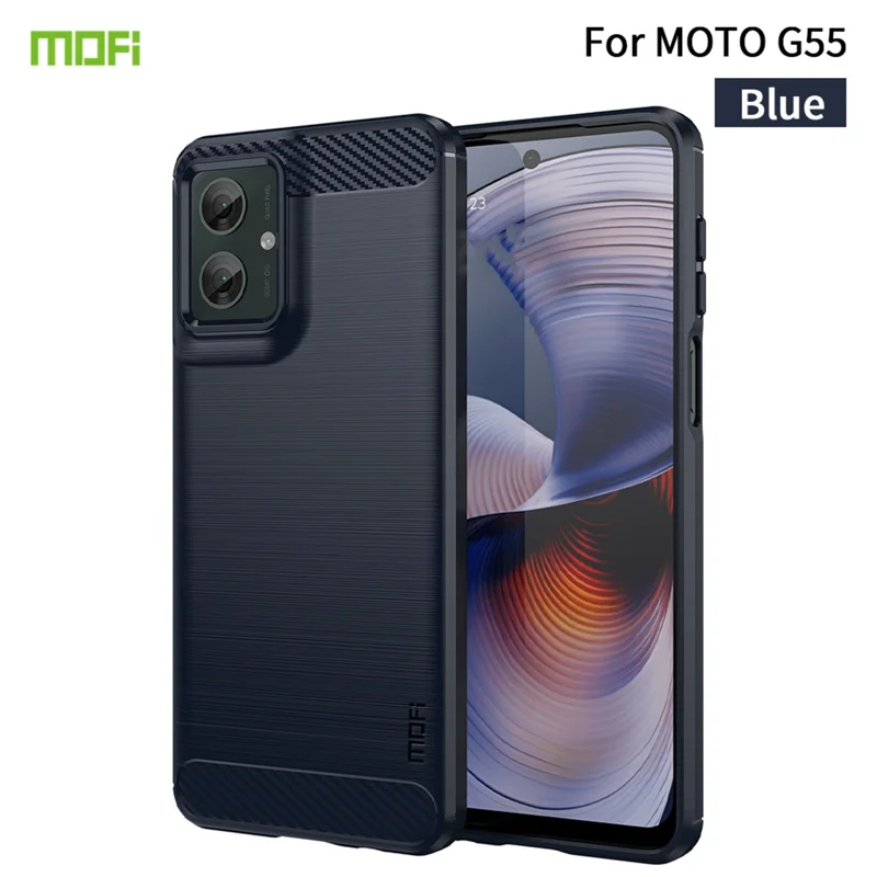 Motorola Moto G55 5G - MOFI Carbon Fiber Cover - Blå