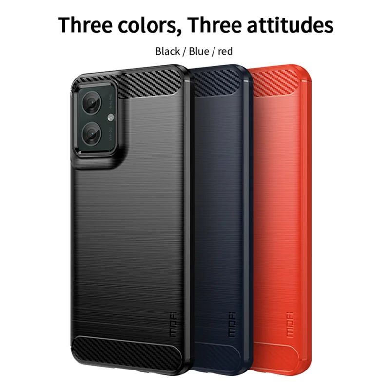 Motorola Moto G55 5G - MOFI Carbon Fiber Cover - Rød