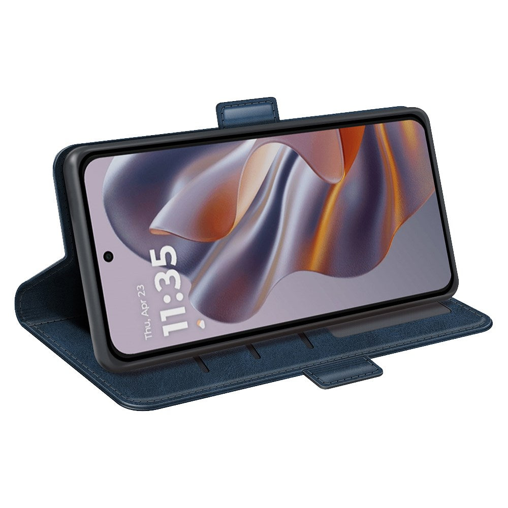 EIDERWOOD Motorola Edge 50 Neo Wallet Flip Cover - i læder m. Pung - Mørkeblå