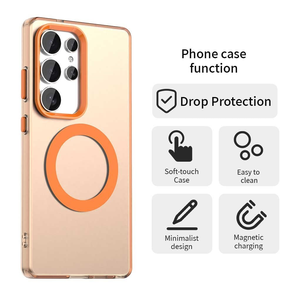 EIDERWOOD Samsung Galaxy S25 Ultra Hybrid Plast Bagside Cover - MagSafe Kompatibel - Gennemsigtig / Orange