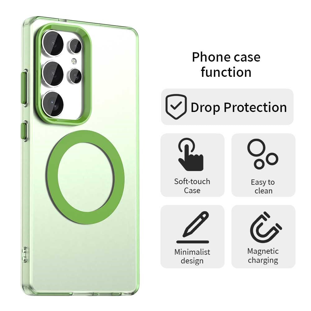EIDERWOOD Samsung Galaxy S25 Ultra Hybrid Plast Bagside Cover - MagSafe Kompatibel - Gennemsigtig / Grøn