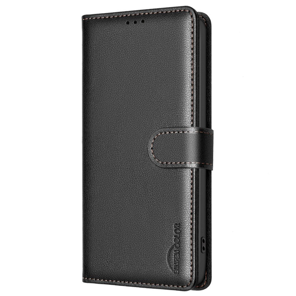 Samsung Galaxy A36 (5G) BINFEN Kunstlæder Flip Cover - RFID Blokering - Kortholder - Ståfunktion - Sort