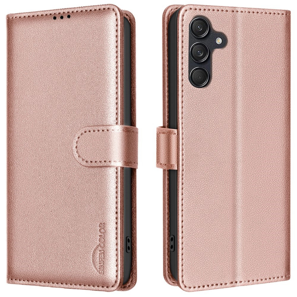 Samsung Galaxy A36 (5G) BINFEN Kunstlæder Flip Cover - RFID Blokering - Kortholder - Ståfunktion - Rose Gold