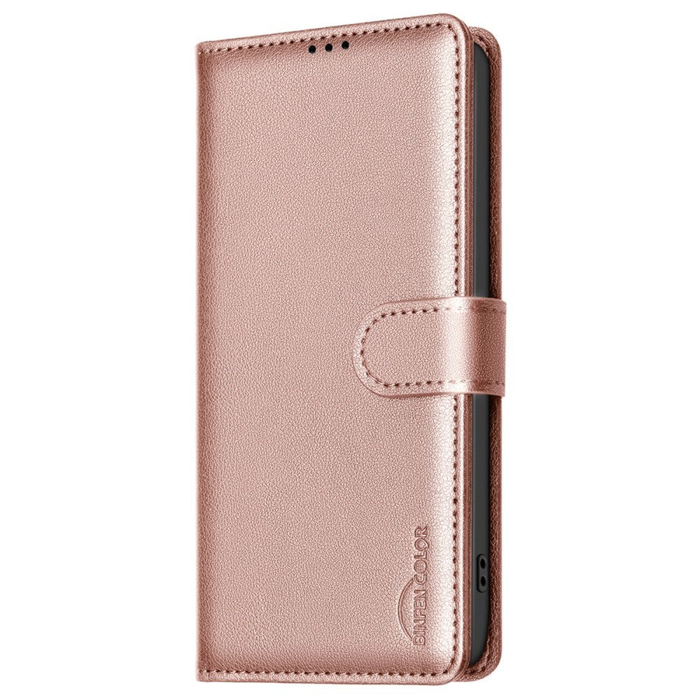 Samsung Galaxy A36 (5G) BINFEN Kunstlæder Flip Cover - RFID Blokering - Kortholder - Ståfunktion - Rose Gold
