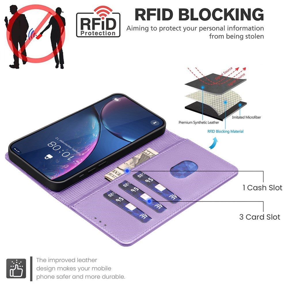 Samsung Galaxy A36 (5G) BINFEN Kunstlæder Flip Cover - RFID Blokering - Kortholder - Ståfunktion - Lilla