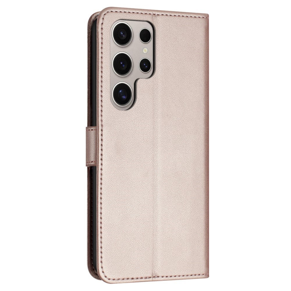 EIDERWOOD Samsung Galaxy S25 Ultra Vegansk Læder Flip Cover - Strop - Kortholder - Ståfunktion - Rose Gold