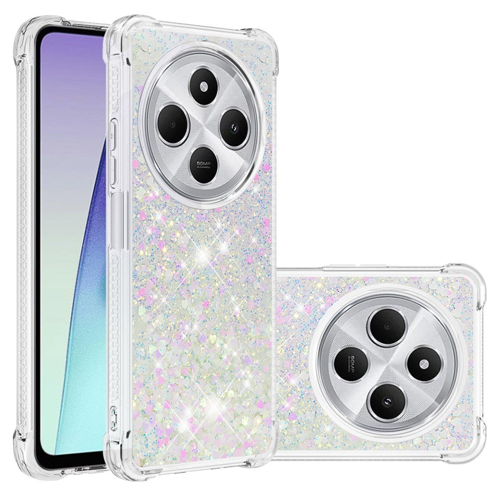 EIDERWOOD Xiaomi Redmi 14C Fleksibelt Plastik Mobil Cover med Flydende Glimmer - Sølv