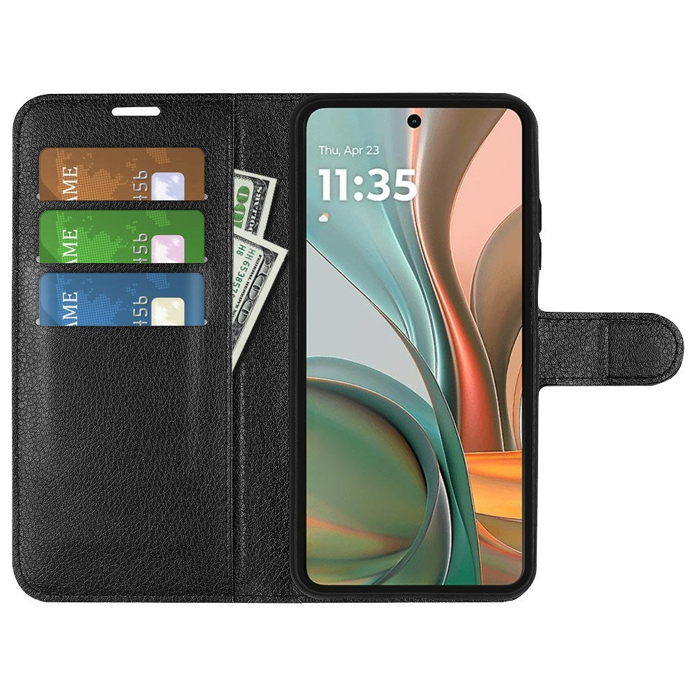 EIDERWOOD - Motorola Moto G75 (5G) - Kunstlæder Flip Cover m. Kortholder & Ståfunktion - Sort