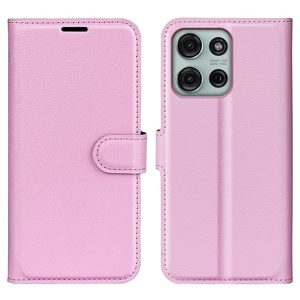 EIDERWOOD - Motorola Moto G75 (5G) - Kunstlæder Flip Cover m. Kortholder & Ståfunktion - Lyserød