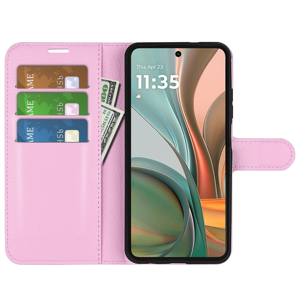 EIDERWOOD - Motorola Moto G75 (5G) - Kunstlæder Flip Cover m. Kortholder & Ståfunktion - Lyserød
