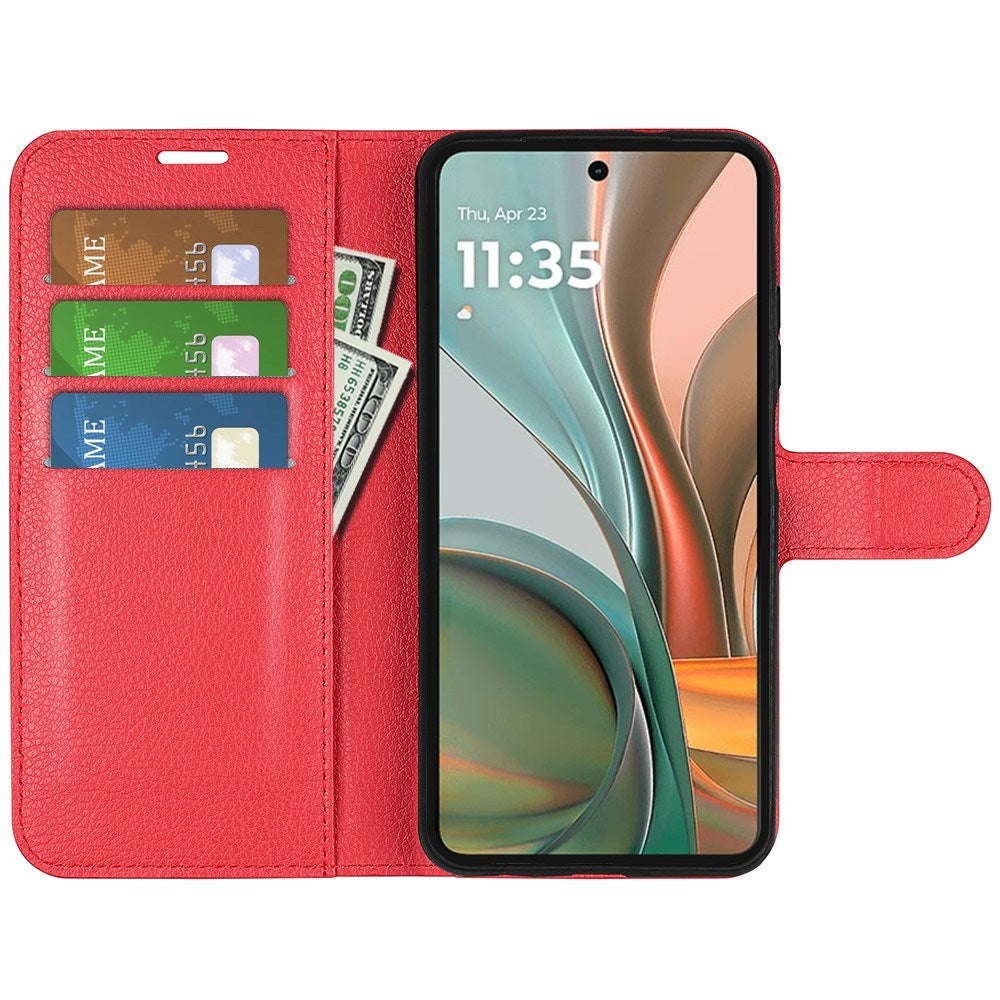EIDERWOOD - Motorola Moto G75 (5G) - Kunstlæder Flip Cover m. Kortholder & Ståfunktion - Rød