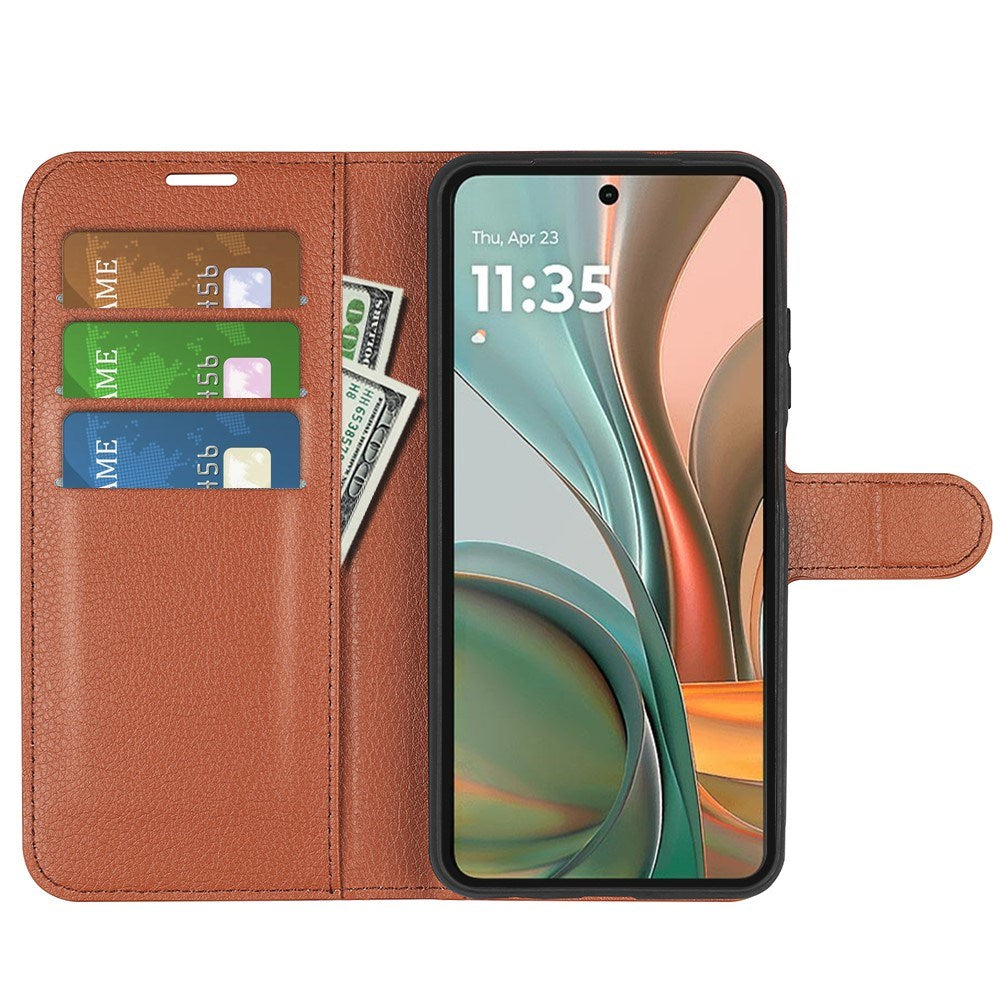 EIDERWOOD - Motorola Moto G75 (5G) - Kunstlæder Flip Cover m. Kortholder & Ståfunktion - Brun